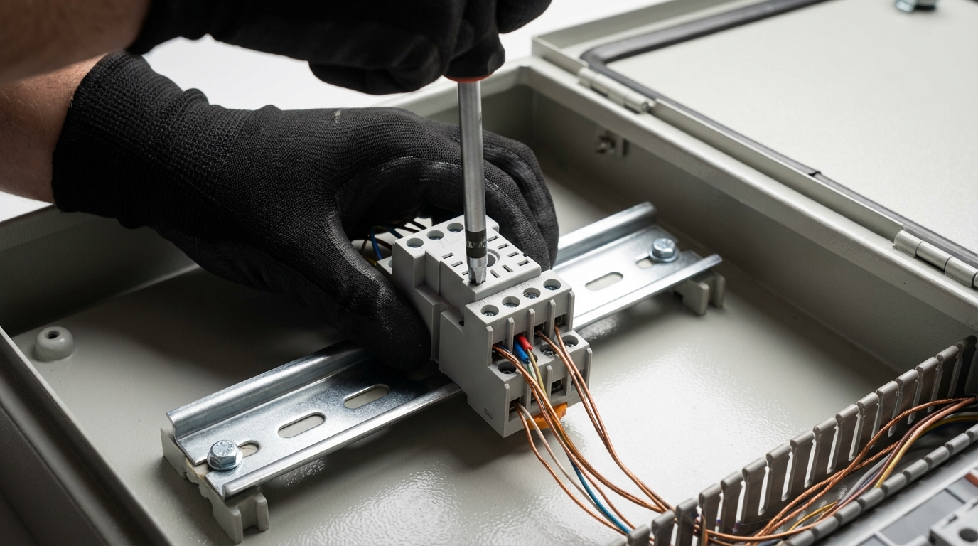 Установка цоколя для реле в электромонтаже