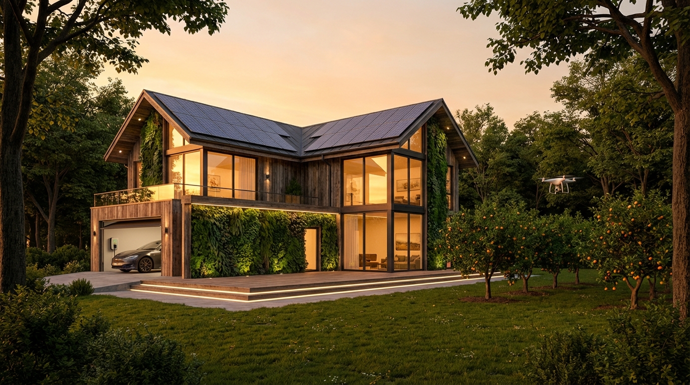 Умный загородный дом с интегрированными технологиями в 2026 году