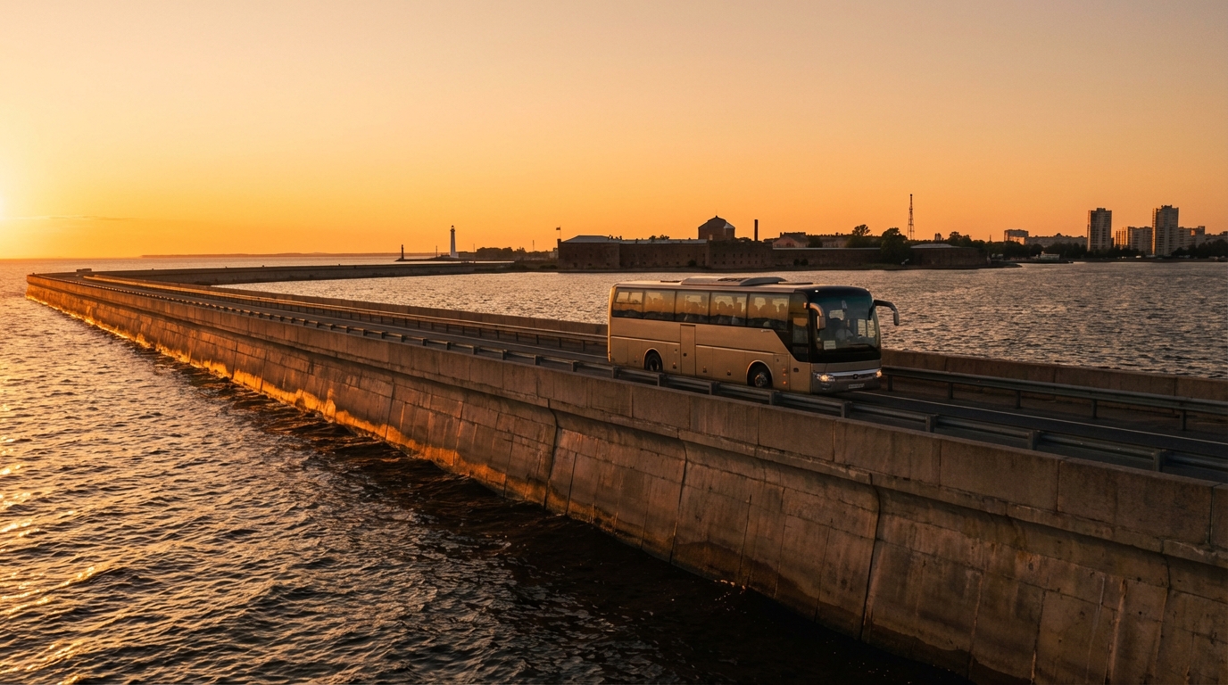Автобусный тур по дамбе в Кронштадт