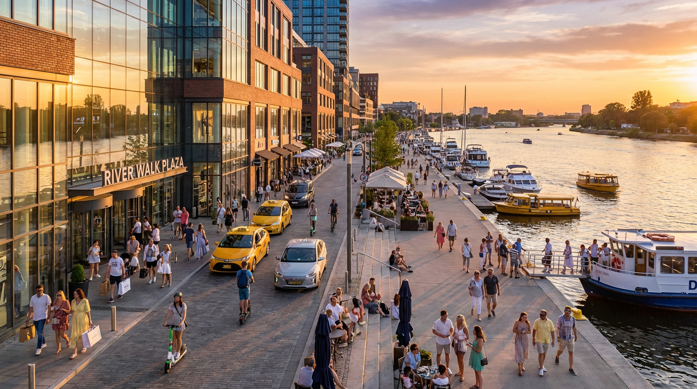 Варианты транспорта от шопинга к речной прогулке