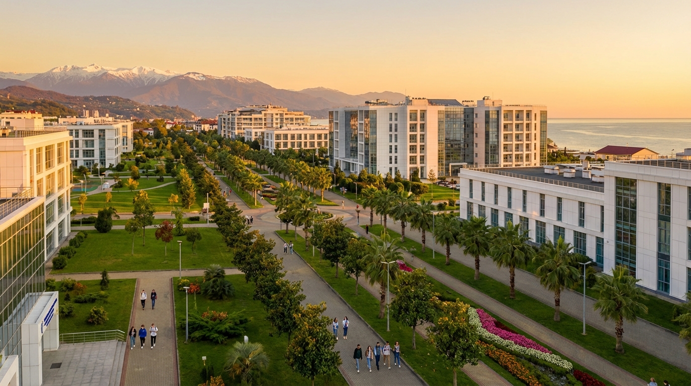 Вид на кампус федеральной территории Сириус в Сочи