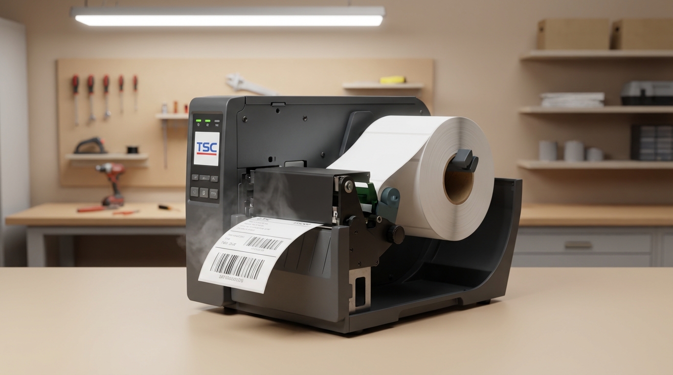 Процесс печати этикетки на принтере TSC TE200