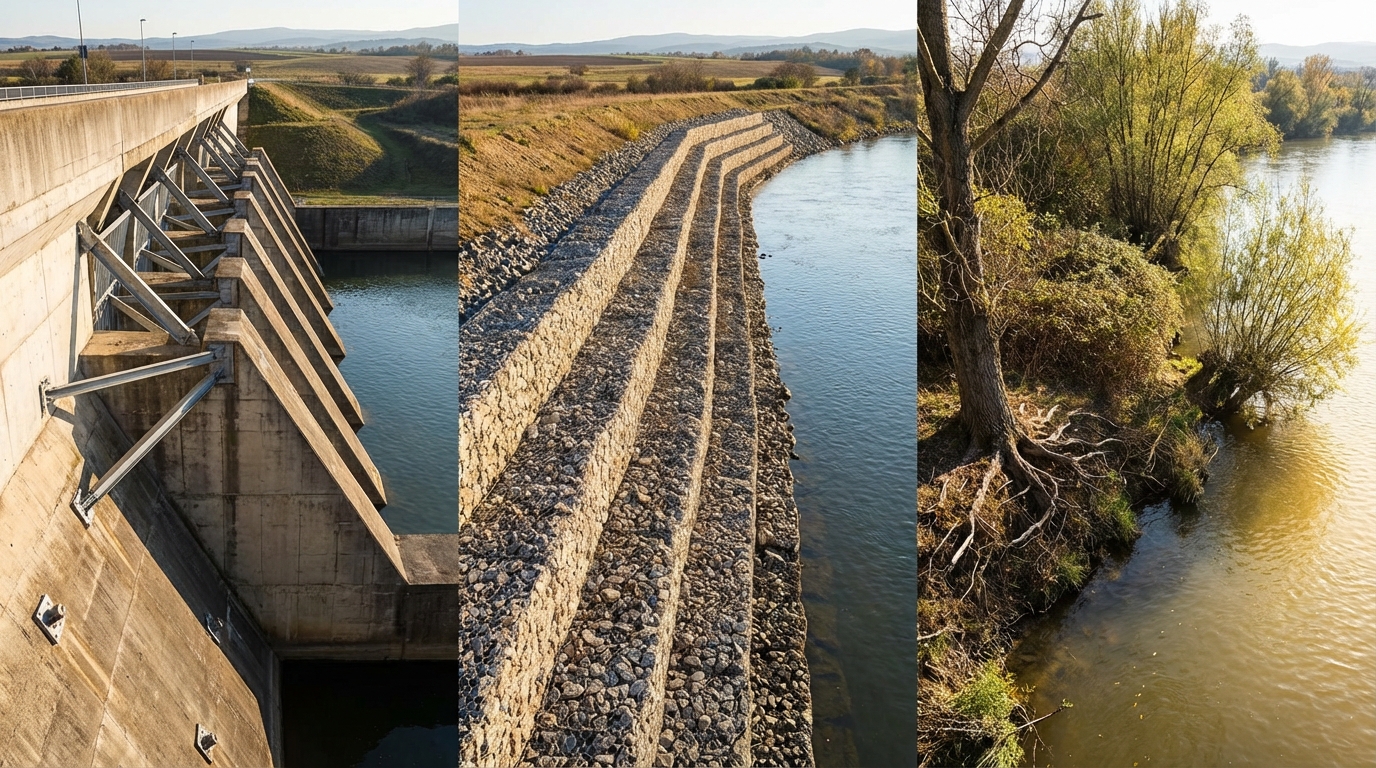Сравнение методов укрепления берегов