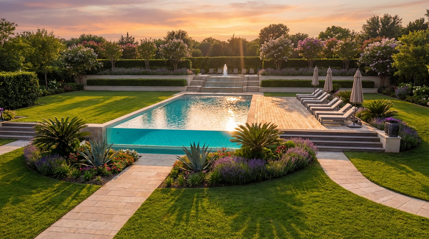 Благоустройство территории с бассейном в ландшафтном дизайне