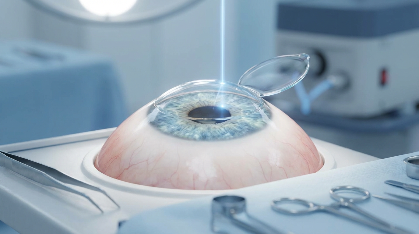 Схема процедуры Femto-LASIK: формирование клапана фемтосекундным лазером