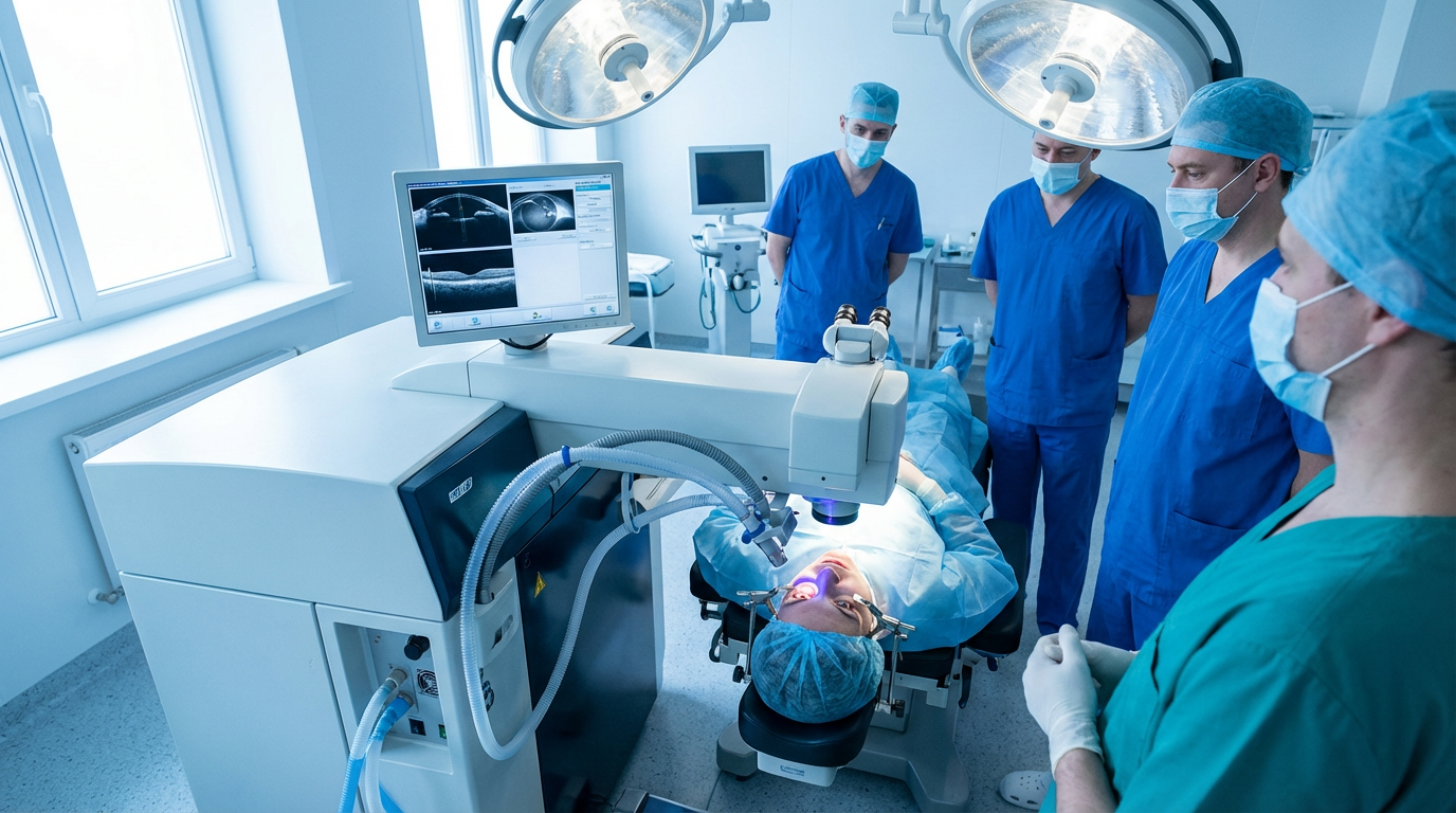 Схема лазерной коррекции зрения с использованием эксимерного лазера