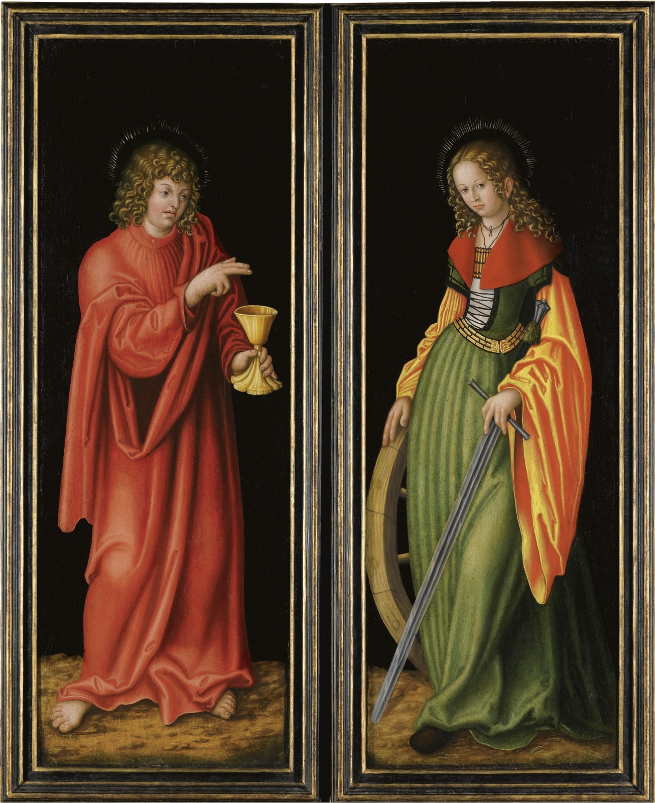 62Алтарь Файлича (закрыт) (The Feilitzsch Altarpiece)_Св.Иоанн Евангелист + св.Екатерина (Saint John the Evangelist + Saint Catherine of Alexandria).jpg