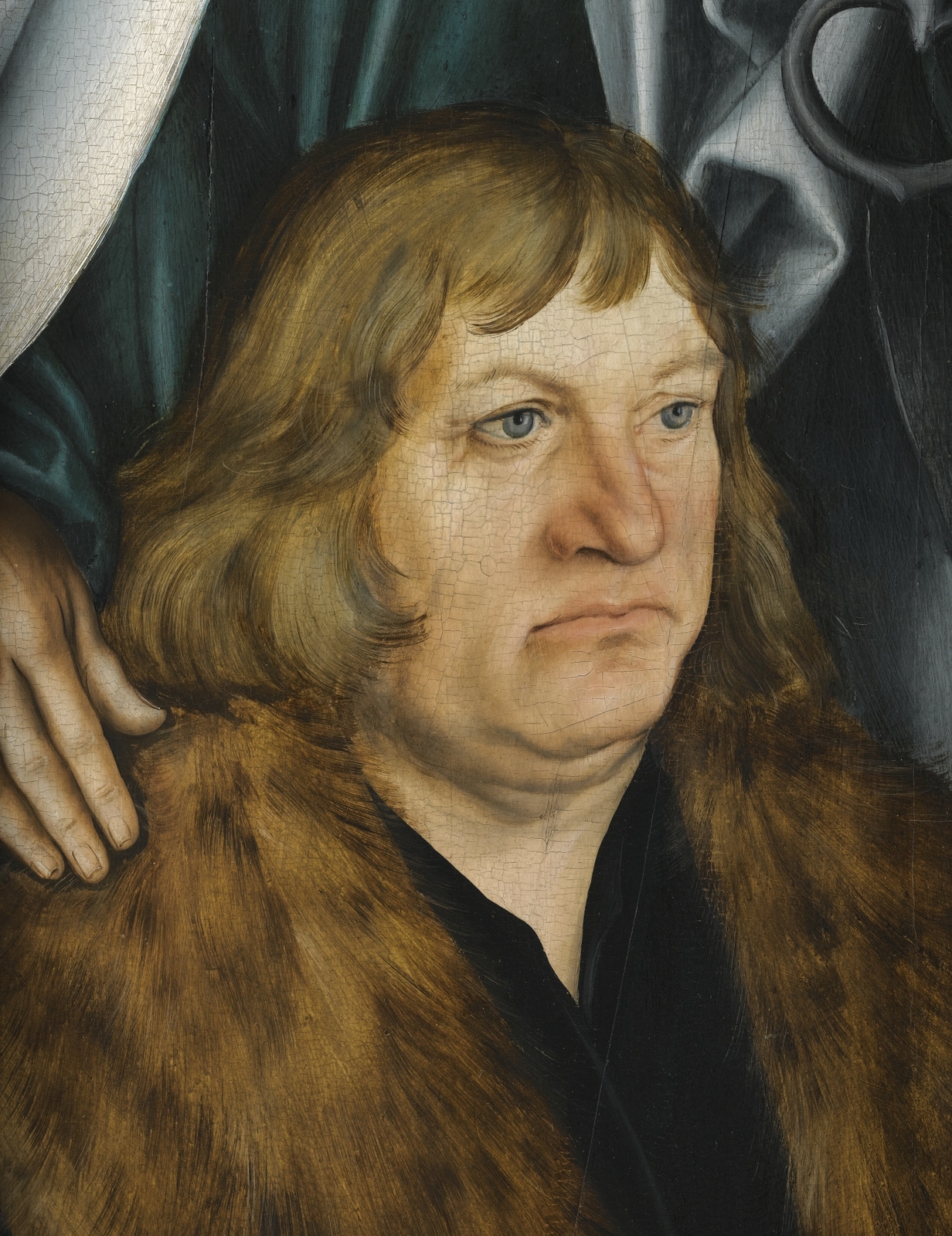 59Алтарь Файлича (открыт) (The Feilitzsch Altarpiece) 2_левая панель_Св.Петр с донатором Jobst Feilitzsch_91 х 32.5_д.,м._Частное собрание_деталь.jpg