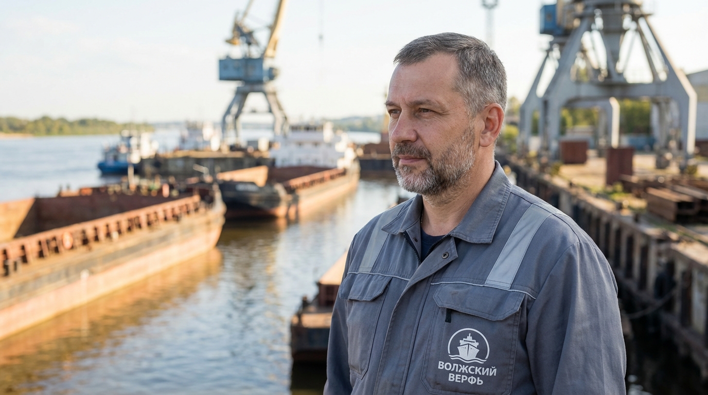 Дмитрий Воронин — портрет инженера на фоне речной верфи