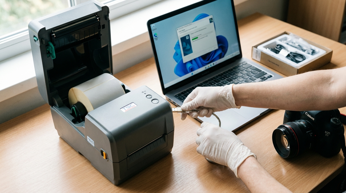 Процесс установки принтера TSC TE310