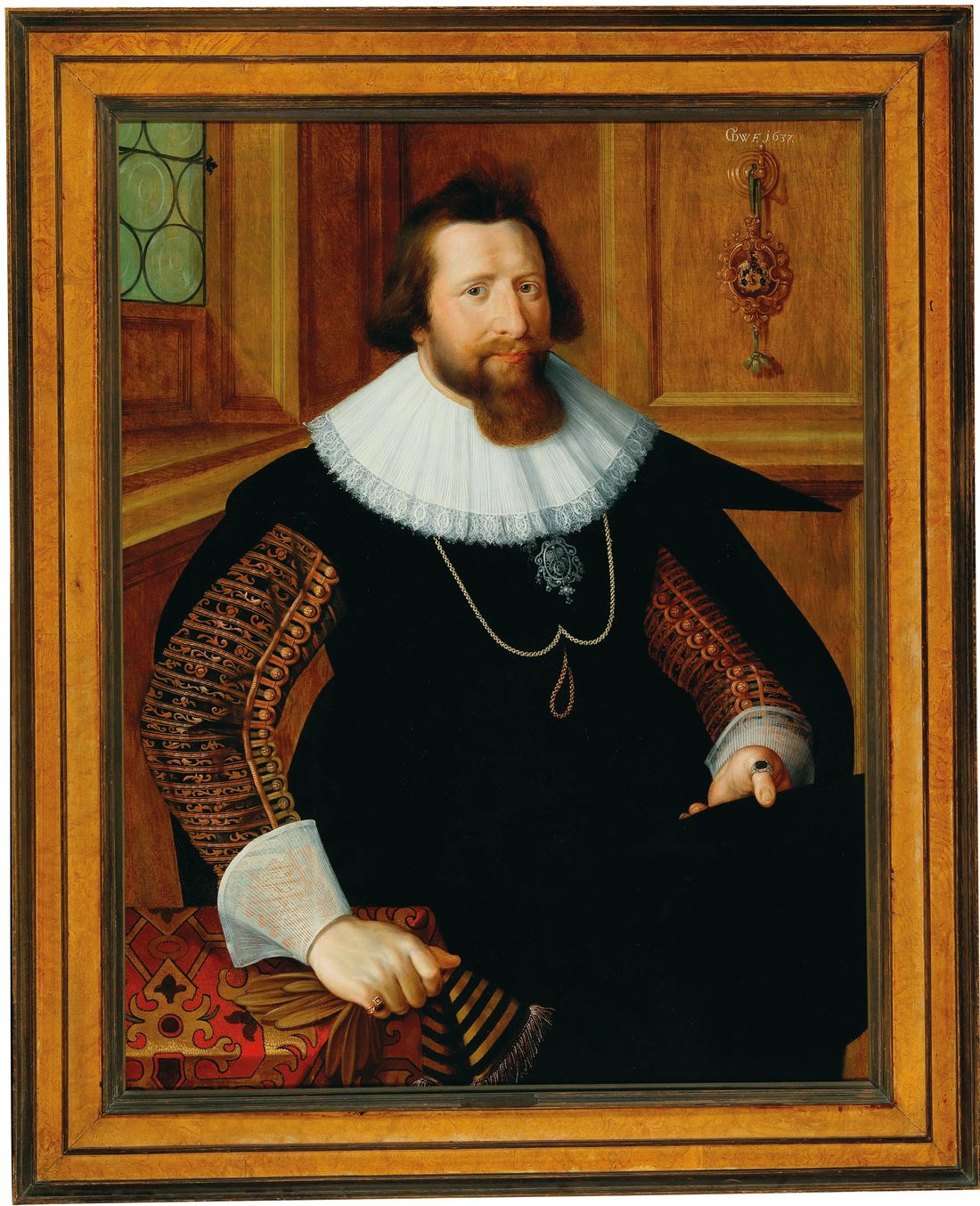 32gottfried-von-wedig-Portrait of a man from the Beywegh family as Councillor of Cologne, his coat-of-arms upper right,.jpg