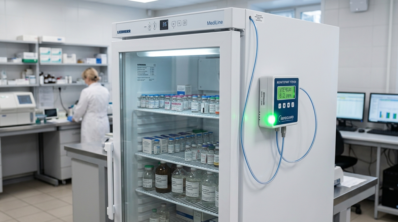 Система мониторинга утечек хладагентов в медицинском холодильном оборудовании