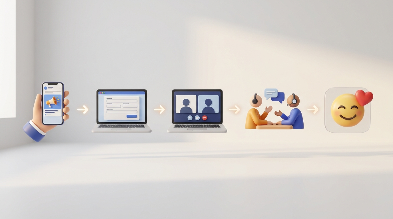 Инфографика шагов прихода к онлайн-консультации семейного психолога