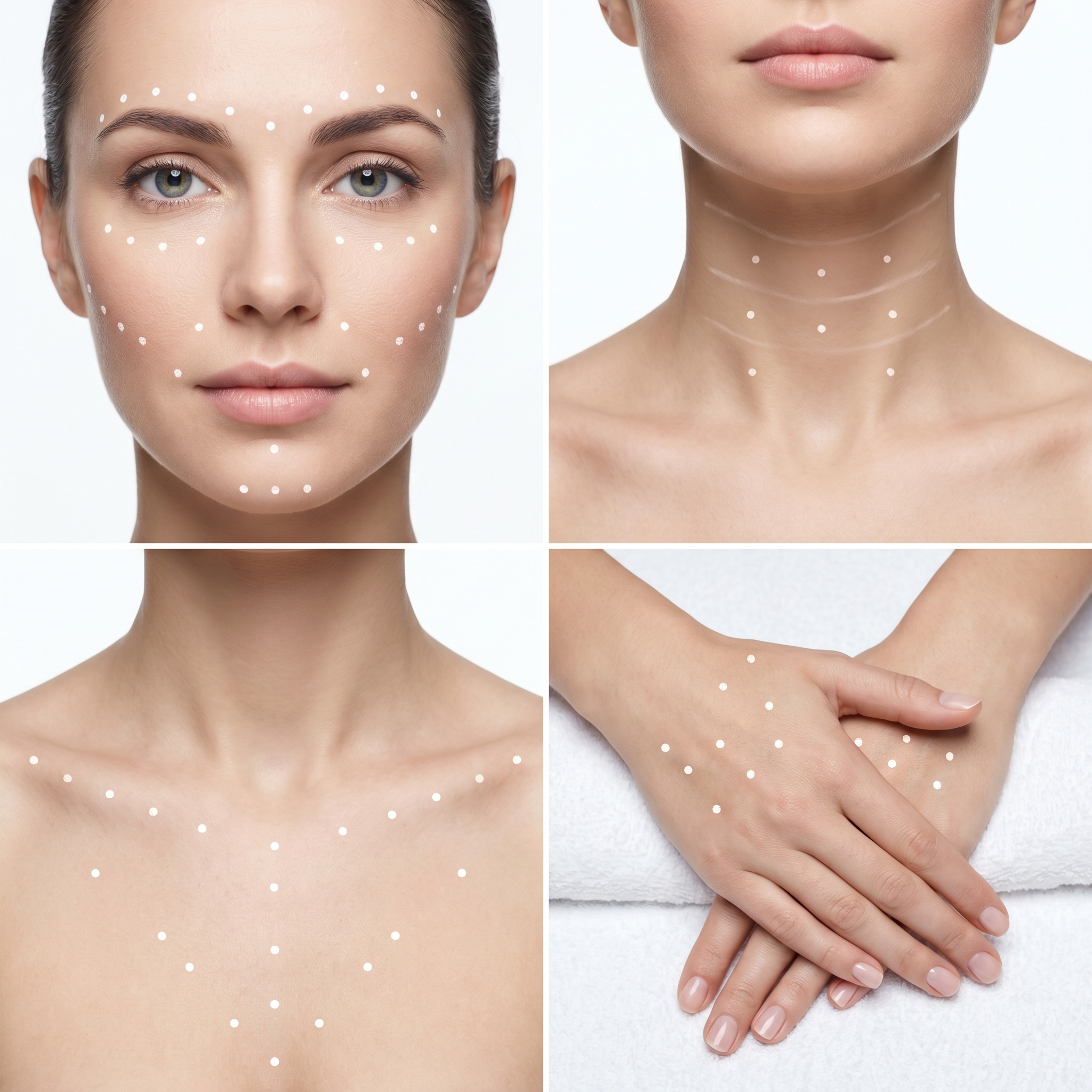 Зоны биоревитализации лица шеи декольте и кистей рук