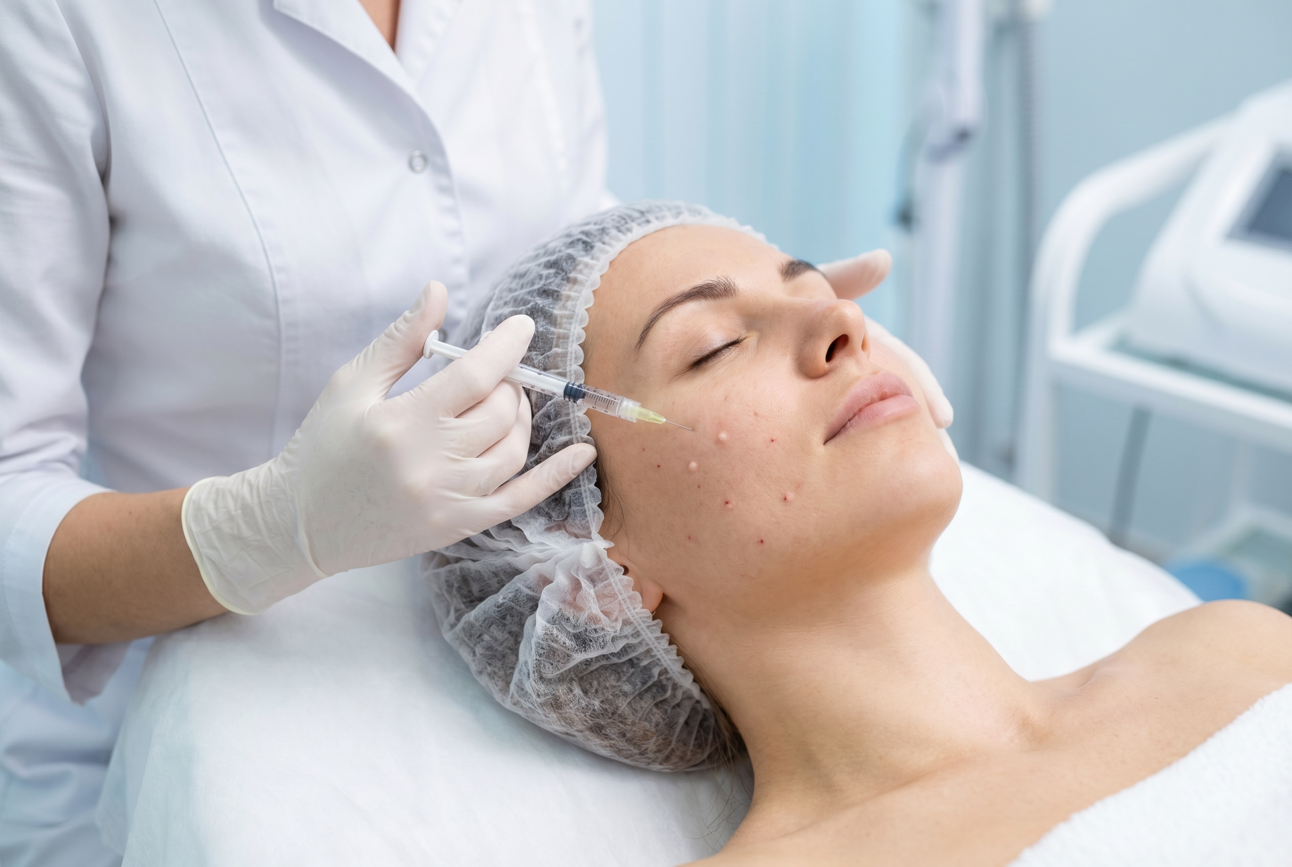 Биоревитализация лица инъекциями гиалуроновой кислоты у косметолога