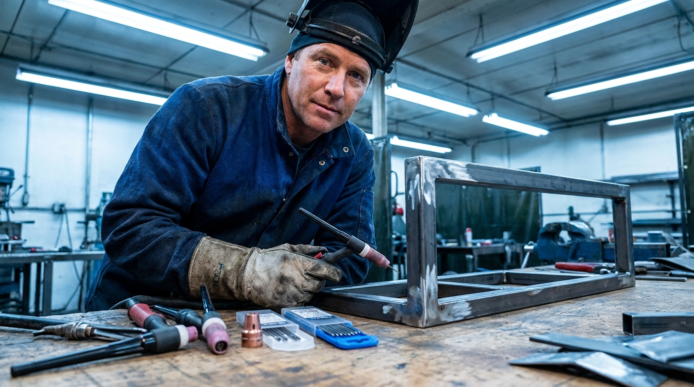 Аргоновая горелка для TIG сварки: что важно учитывать при выборе, male professional at work, workshop