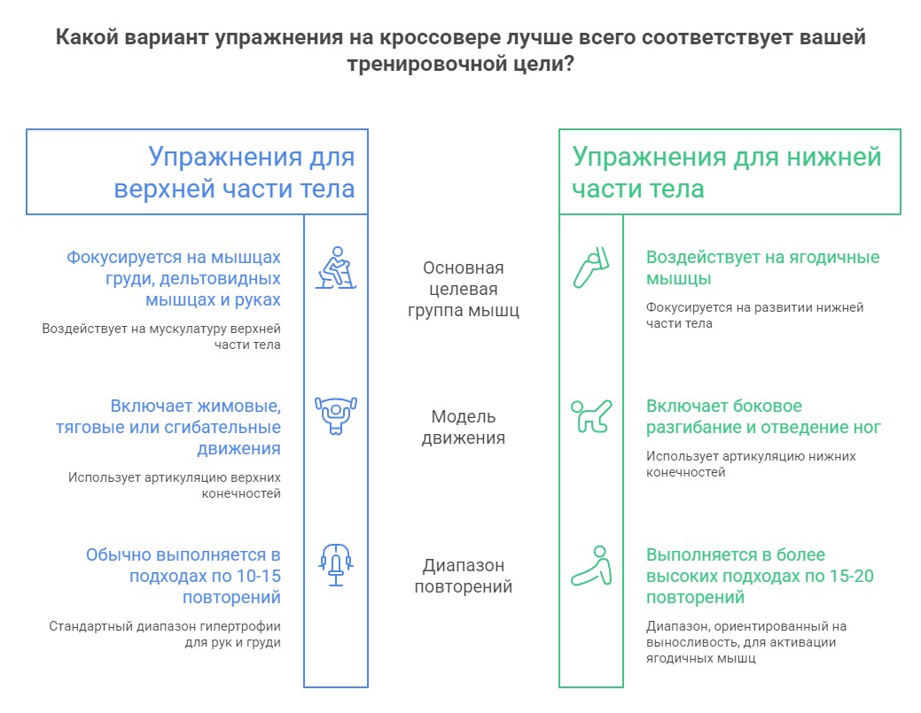 Упражнения на кроссовере нижняя и верхняя часть тела - инфографика