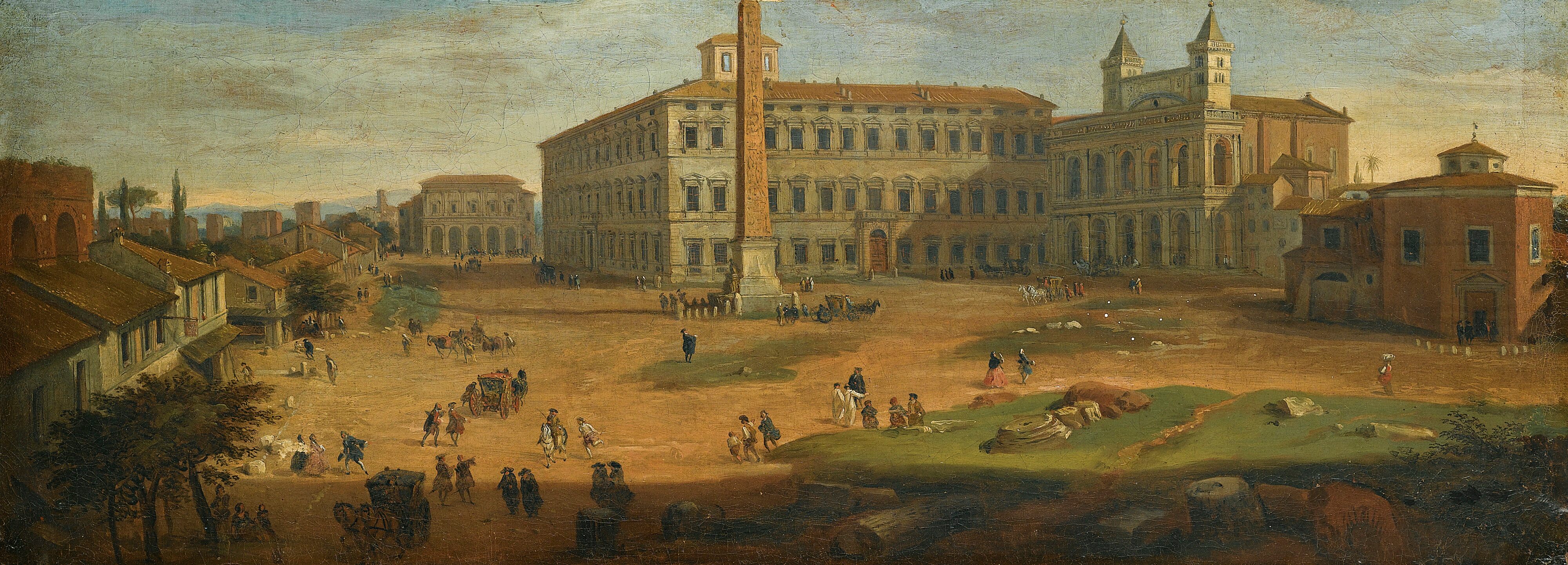 32ROME, A VIEW OF PIAZZA SAN GIOVANNI LATERANO WITH FIGURES AND HORSE-DRAWN CARTS.jpg